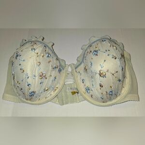 Vtg QT Intimates Strapless Floral Bra Size 40D